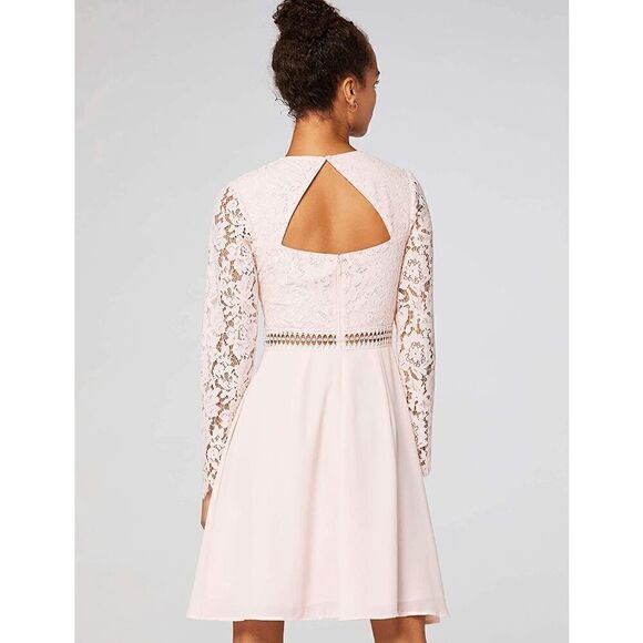 Pink Blush Lace Cocktail A-Line Long Sleeve Elegant Romantic Classy Dress XXL NW - Picture 4 of 16
